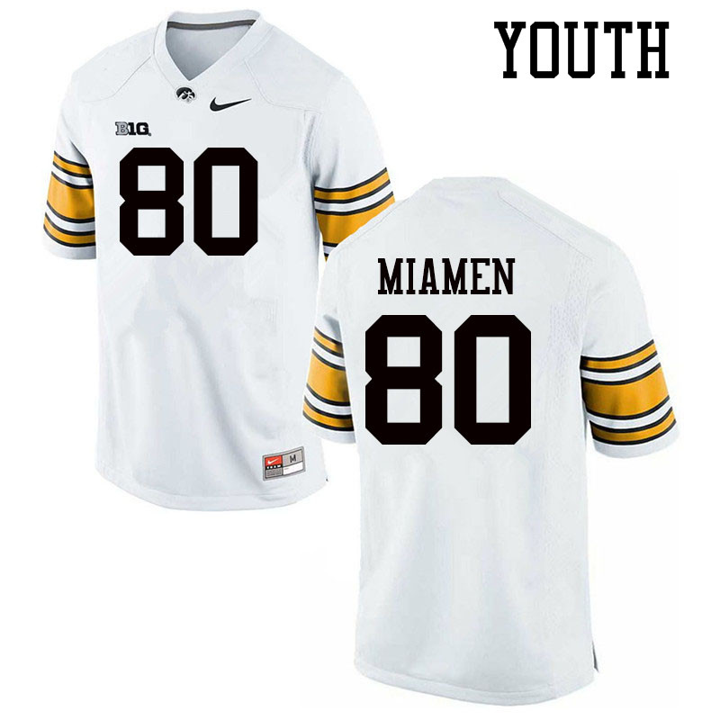 Youth #80 Josiah Miamen Iowa Hawkeyes College Football Jerseys Sale-White